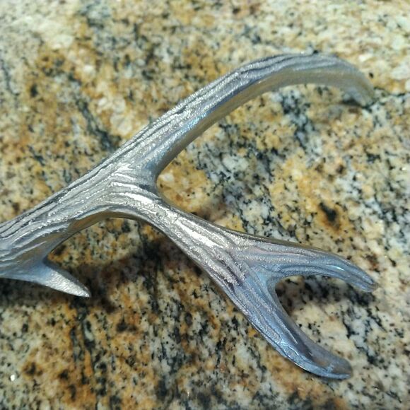 Textured Pewter Deer Antlers Magnifying Glass Decorative Desk Top - Picture 3 of 8